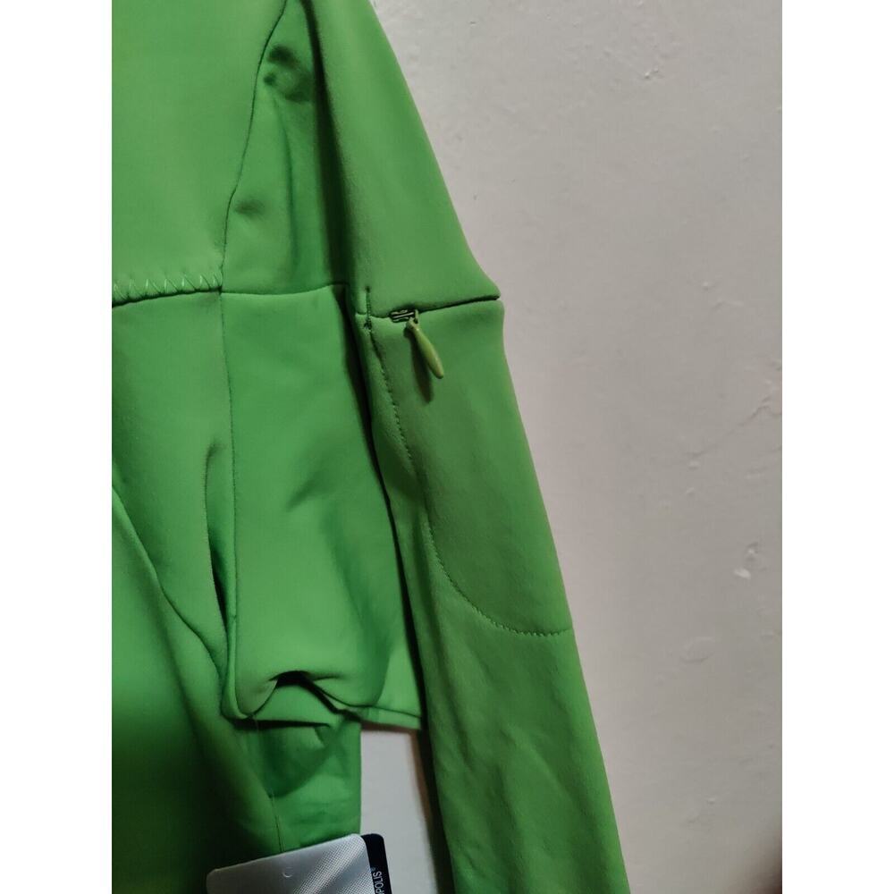 Asics Women's Pullover Training Jacket Green Size Medium Sleeve Thumb Holes - Picture 7 of 16